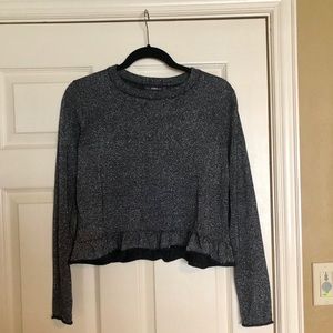 Black shimmery long sleeve crop top